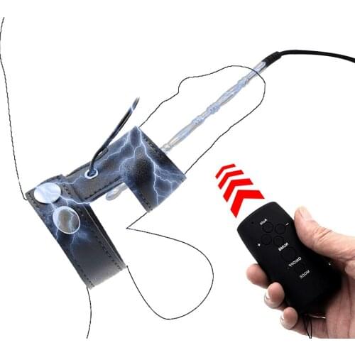 Male Electric Shock Urethral Stimulation Penis Ring Insert SM Penis Exercise Wireless Remote Control Medical Theme Adult Sex Toy
