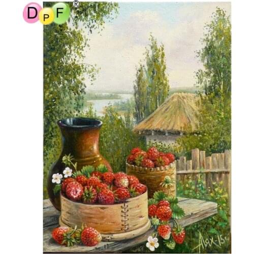 DPF DIY strawberry 5D home decor diamond mosaic kit square crafts wall painting diamond painting cross stitch diamond embroidery