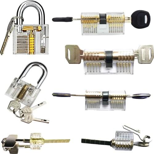7 in 1 Practice Lock Set Transparent Cutaway Practicing Beautiful and Practical Training Skill For Locksmith tools