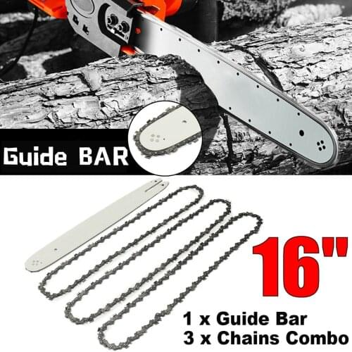 Chainsaw Chain Blade 1 16'' Guide Bar + 3pcs Chains Spare Parts For 16'' Guide Bar ForSTIHL 009 012 021 E180 MS180 MS190