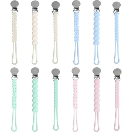 OOTDTY Baby Pacifier Clip Chain Soother Dummy Nipple Holder BPA-free Silicone Molar Teether Clip Strap for Infant Newborn Gifts