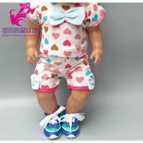 Fits 43cm baby Doll boy and girl clothes set for 18 inch girl Doll cap doll summer shirt