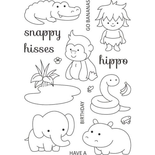 Monkeys animals Transparent Clear Silicone Stamp/Seal for DIY scrapbooking/photo album Decorative clear stamp sheets A1124