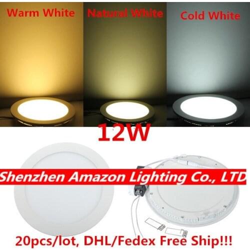 Lowest Price! 12W Round LED Ceiling Light Recessed bathroom lamp AC85-265V LED Panel Down light Warm White/White/Cold White