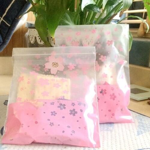100Pcs Clear Cherry Blossoms Self-adhesive Self Sealing Plastic Bags Christmas Wedding Favor Gift Bag Candy Cookie Packaging Bag