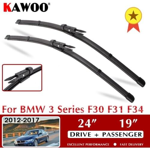 KAWOO Car Wiper Blade For BMW 3 Series F30 F31 F34 October 2012 - Nov. 2017 Windshield Windscreen Window 24"+19" LHD RHD