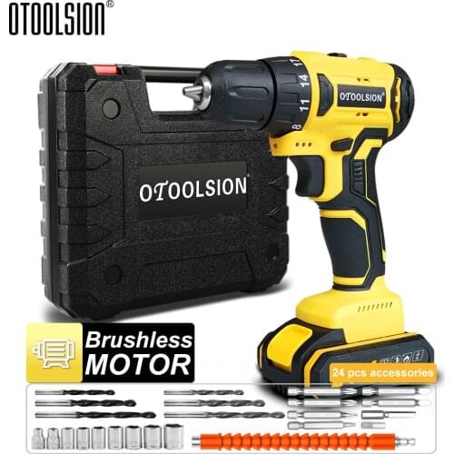 OTOOLSION 2 Speed Brushless Drill 21V Variable Speed Power Tools 1500mAh Cordless Screwdriver For Drilling In Wood Metal Ceramic