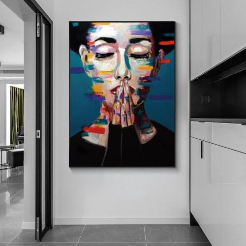 Modern Stylish Color Woman Portrait Canvas Painting Wall Art Nordic Posters and Prints Wall Pictures for Living Room Decoration