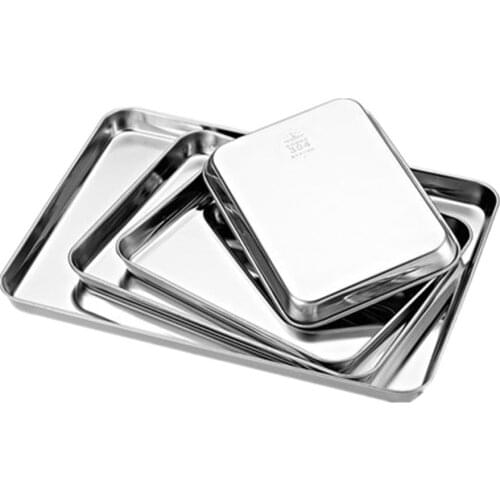 Steamed Vermicelli Roll Plate of 304 Stainless Steel Square Plate Water Pans Tray Steamed Flour with Flat Plate of Food Dish