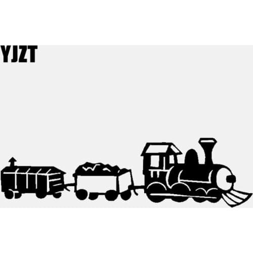 YJZT 16.6CM*4.8CM Cute Train Locomotive Vinyl Decal Car Sticker Black/Silver C3-1781