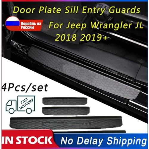 1 Set Door Plate Sill Entry Guards For Jeep Wrangler JL 2018 2019+ 4-Door Accessories Car Door Panels Car Styling Interior Cover
