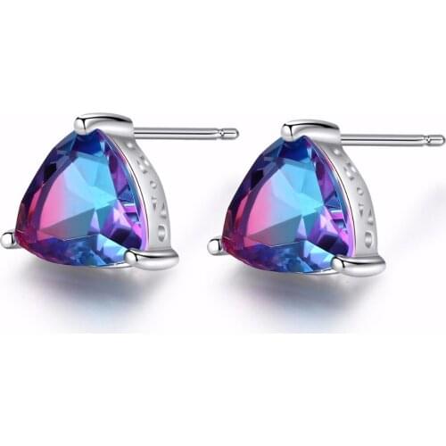 2018 New Fashion Earrings Gemstone Earrings For Lady 925 Sterling-silver With Rainbow Stone Luxury Fine Jewelry