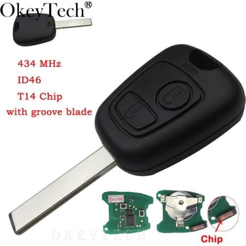 2 buttons 433MHZ For Peugeot 407 307 Transponder For Citroen Remote Key Control Flip Keyless ID46 Chip HU83 407 Blade