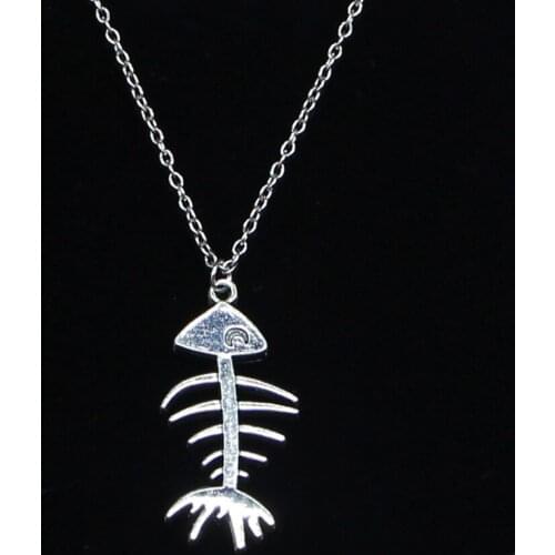 20pcs New Fashion Necklace 42x21mm fish bone Pendants Short Long Women Men Colar Gift Jewelry Choker