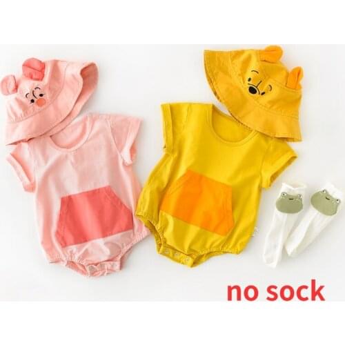 2021 Summer Newborn Baby Clothes 2 Pcs Cute Cartoon Animal Short Sleeve Baby Romper+hat Baby Boy Baby Girls Infant Clothes 0-18M