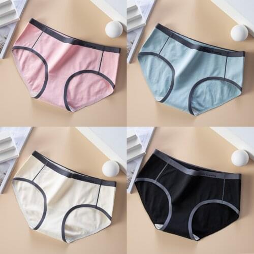 4Pcs/Set Women Panties Sexy Girls Briefs Comfort Underwear Low Waist Ladies Seamless Breathable Cotton Crotch Underpants
