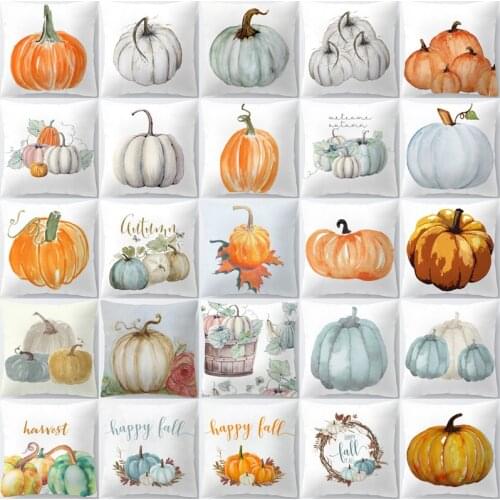 Thanks Giving Day Decorative Sofa Cushion Pillows Cover Pumpkin Printed Cushion Cover 45x45 Polyester Home Decor Pillow Cases