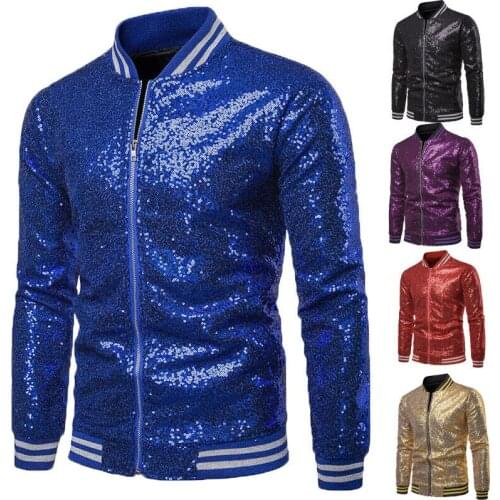 Mens Gold Sequin Bling Coat Blazer Business Casual Zipper Slim Fit Jacket Formal Male Nightclub Blazer Jacket Stage Clothers