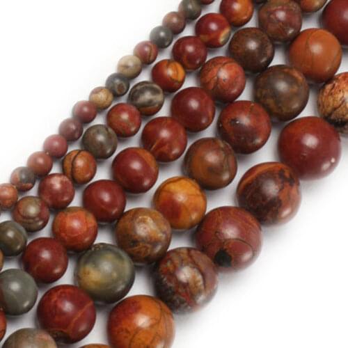 6-16mm Round Picasso Jaspers Beads Natural Stone Beads For Jewelry Making Beads Bracelets For Women 15'' Needlework DIY Beads