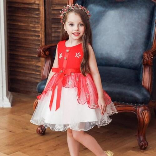 Embroidery Dress For Children Princess Formal Birthday Dresses Flower Kids Wedding Evening Prom Gown Girls Christmas Party dress
