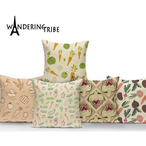 Elegant Radish Pillow Case Cartoon Vegetables Home Decoration Square Cushion Cover Linen Sofa Throw Pillow Cover Kissenbezug