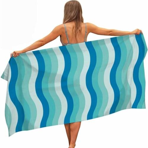 HELENGILI colorful WAVE Microfiber Pool Beach Towel Portable Quick Fast Dry Sand Outdoor Travel Swim Blanket Thin Yoga Mat