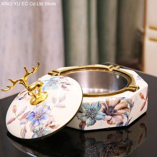 Creative Elk Phnom Penh Resin Ashtray Household Living Room Anti-fly Ash Personalized Storage Box Home Decoration Decoration