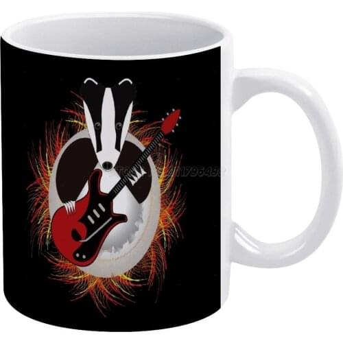 Badgers Rock White Mug Coffee Mugs Girl Gift Tea Milk Cup Mugs Badger Guitar Music Play White Black Wildlife Red Special Rocking