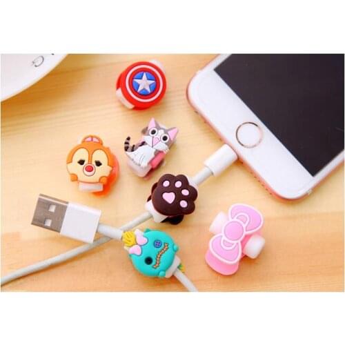 Mobile phone data line protective sleeve,Earphone wire protective sleeve,Double cartoon Creative cute