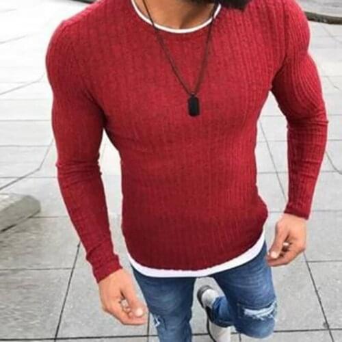 2021 Mens Sexy Slim Fit O-Neck Sweater Male High Street Ribbed Sweaters Top Solid Color Spring Long Sleeve Knitted Pullover 5XL