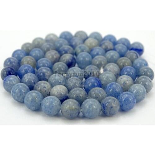Natural Blue Aventurine Gems Stones 6mm Smooth Round Spacer Loose Beads 15'' Strand for Jewelry Making Crafts 5 Strands/Pack