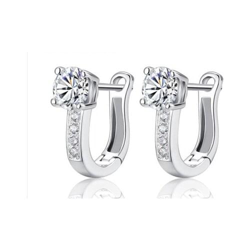 New Arrival best Friends 925 Sterling Silver Earings U Shape Stud Earrings For Women White Zircon Earrings