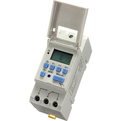 New DIN Rail Time Relay Switch Digital LCD Power Programmable Timer DC 12V 16A CNIM Hot