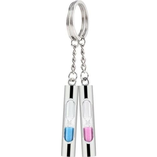 New Design Novelty Metal Hourglass Key Chain Key Ring Couples Trinket Keychains Gift Accessories