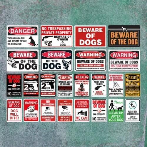 Beware of Dog Sign Warning Metal Sign Guard Dog Sign Wall Decor Yard Sign No Trespassing Metal Dog Signs