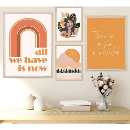 Burnt Orange Rainbow Boho Posters and Prints Modern Abstract Gallery Wall Art Canvas Painting Wall Pictures Home Room Decoration