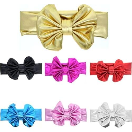 20pcs / lot ,19*6cm Golden shiny bowknot rabbit ears headband hot sale hair accessories