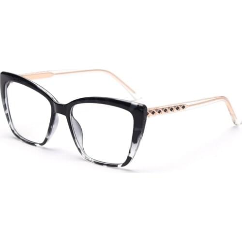 Veshion Transparent Cat Eye Glasses Female TR90 Frame Large Optical Glasses Frame Women Black Clear Lens High Quality