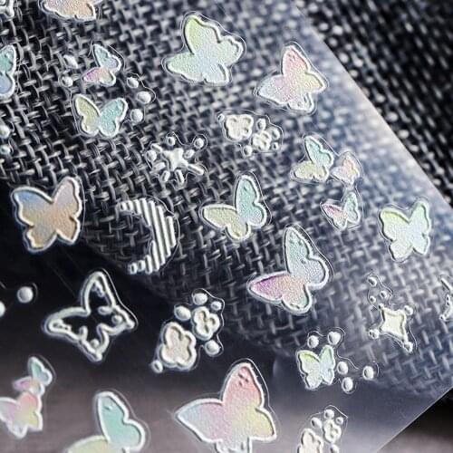 Relief Gradient Butterfly Star Moon DIY Nail Art Decoration Decal Butterfly Nail Art Stickers Manicure Accessories