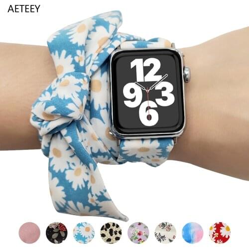 With Apple Watch Bands 42mm 44mm Scarf Band Women Girls Fashion Scarf Replacement Wrist Strap for IWatch SE Series 6 5 4 3 2 1
