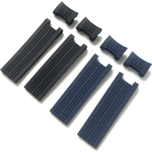 New Style 22*20mm Curved End Black Blue Waterproof Silicone Rubber Watchband Watch Strap Belt For Ulysse Nardin DIVER Bracelet