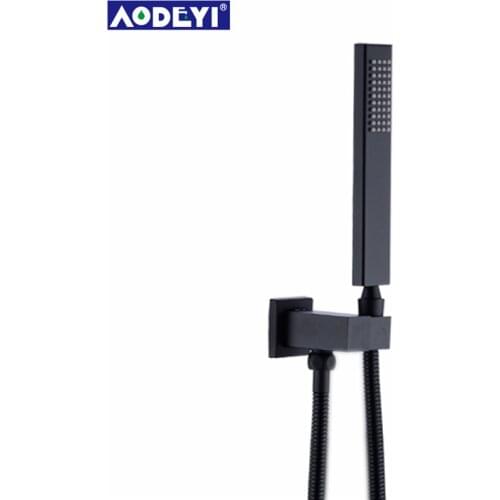 Black Brass Bath Hand Held Shower Head Adjust Shower Holder & 1.5m Shower Hose Water Saving Copper Handheld Sprayer