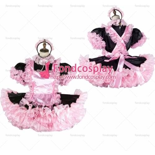 Sissy maid satin dress lockable Uniform cosplay costume Tailor-made[G2045]