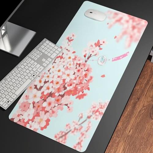 Cute Pink Cherry Blossom Flower Gamers Decoracion Mouse Pad DIY Large 900x400 Extended Rubber Computer Keyboard Carpet Mousepad