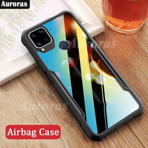 Auroras For Realme C15 Case Anti-fall Airbag Case Shockproof Clear With Soft Frame Cover For Realme C15 Case