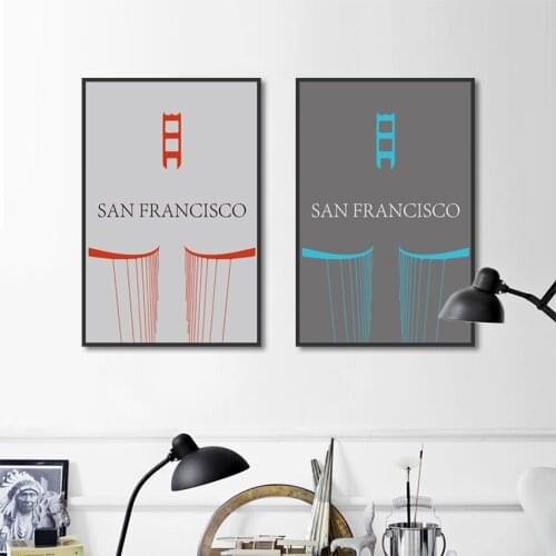Nordic Minimalist Abstract San Francisco Sign Plate Canvas Painting Photo Print Art Poster On The Wall Airport Home Decoration