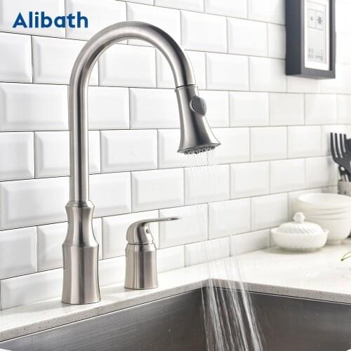 Kitchen Sink Faucet Single Handle Brushed Taps Pull Out Kitchen Tap 360 Swivel Water Mixer Tap Single Hole Water Mixer Taps