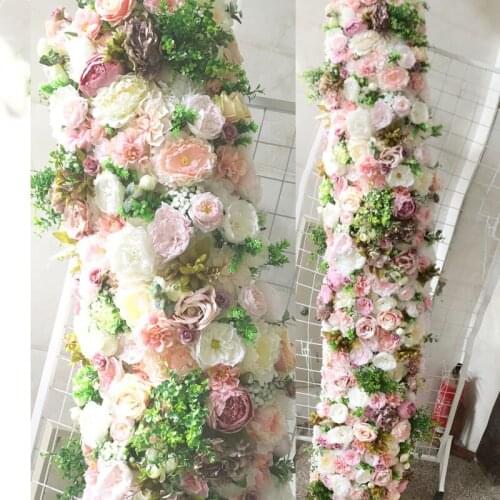 SPR wedding flower arch 2m/pcs 40cm width silk rose flowers wedding backdrop flower wall stage party table runner floral