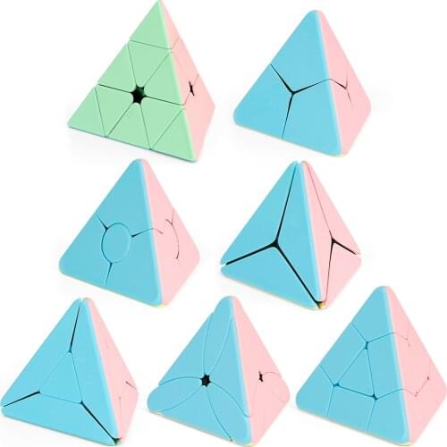 Triangle Finger Cube Toys Macaron Color Smooth Pyramid Cubes for Beginners Childrens Educational Decompression Toys