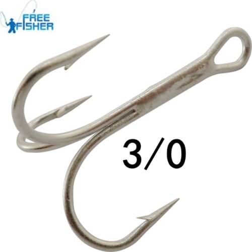 100pcs/lot Fishing Treble Hooks 3/0 Silver Triple Hooks Carbon Steel Angelhaken Drillinge Fishing Tackle Pesca